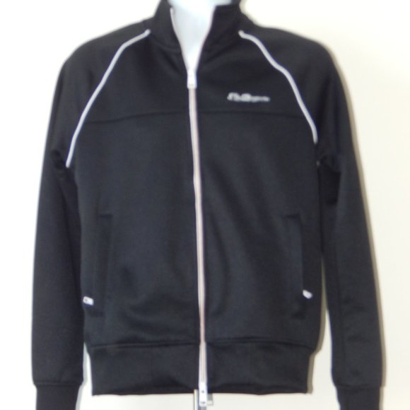 BEN SHERMAN ORIGINAL Full Zip COTTON Blend Track JACKET Black Raglan Sleeves NWT - Picture 1 of 8